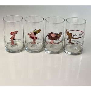 Vintage Arby's BC Ice Age Collector's Series Glass 1981 Set of 4 5.25" h x 3"w C